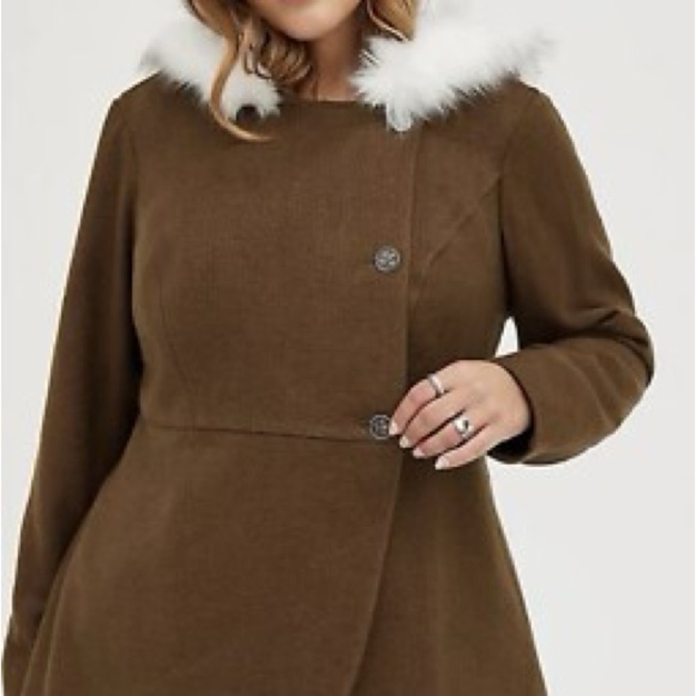 Womens Torrid RIDING COAT - OUTLANDER FUR TWEED SIZE 00 Large NWT